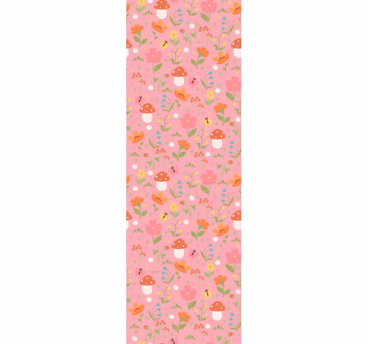 Toile fenêtre chambre enfant motif champignon floral - TenStickers