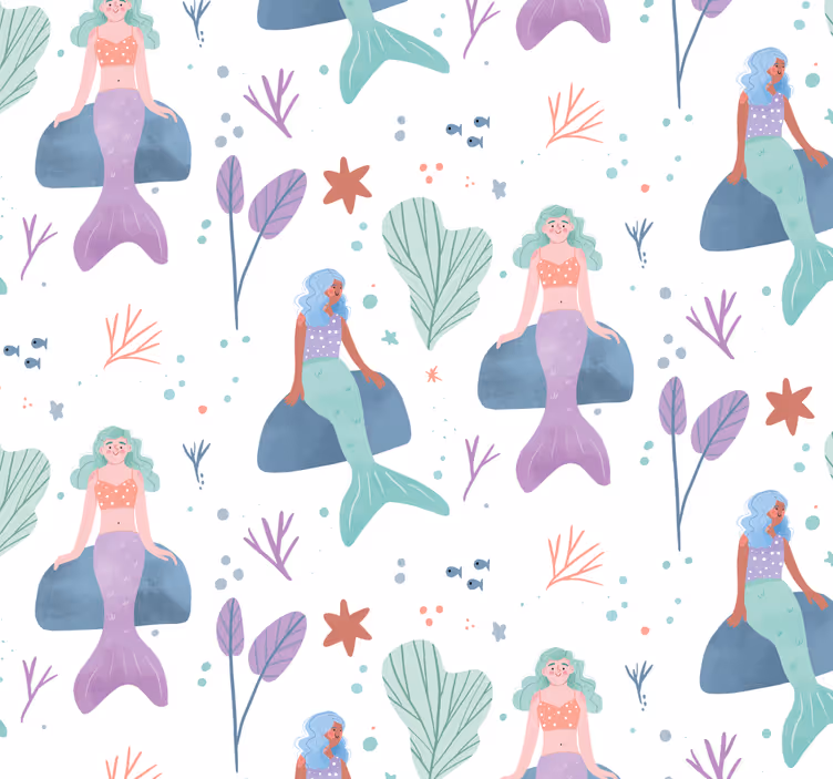 Toile fenêtre chambre enfant fantaisie sirène - TenStickers