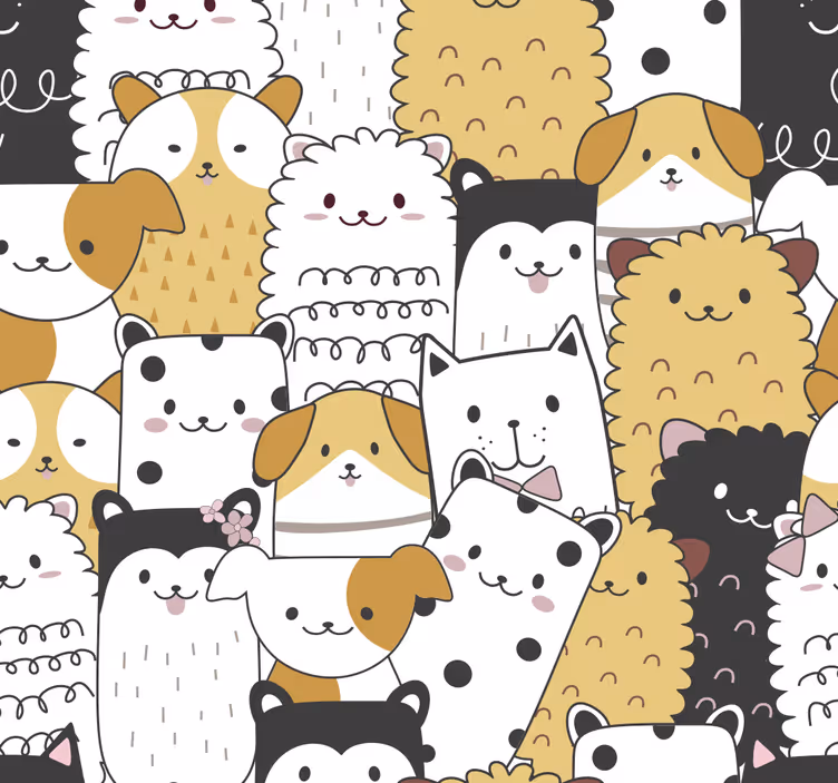 Toile fenêtre chambre enfant motif chiens mignons - TenStickers
