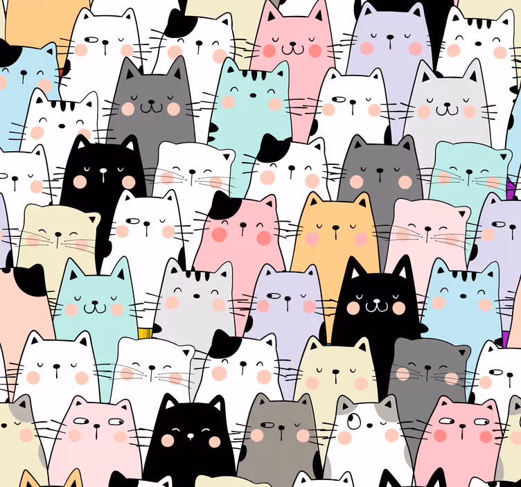 Toile fenêtre chambre enfant chats - TenStickers