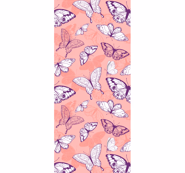 Toile fenêtre chambre enfant motif papillons rose et violet - TenStickers