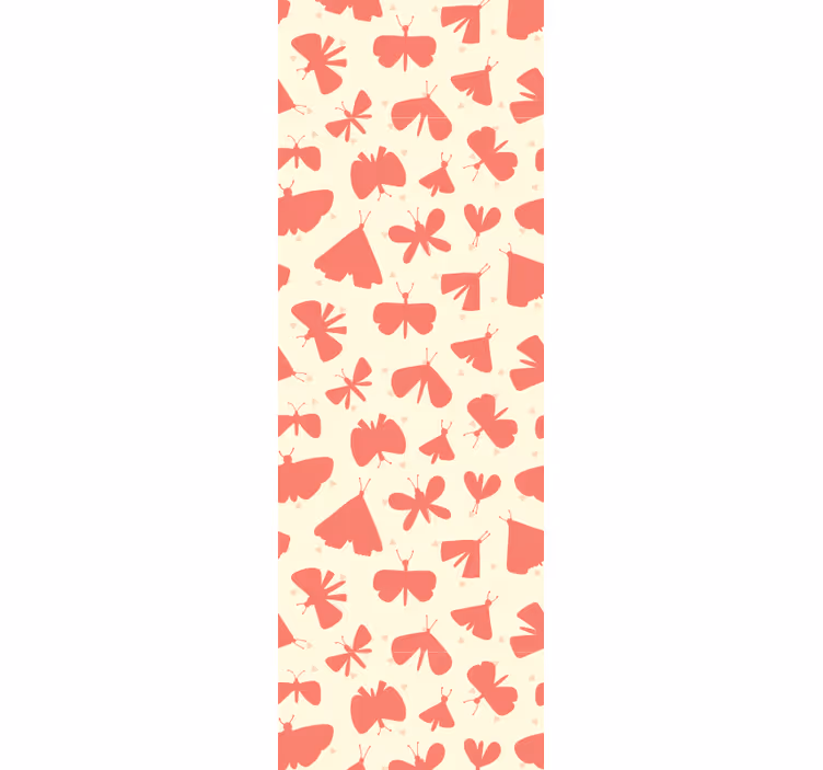 Toile fenêtre chambre enfant motif papillon géométrique rose - TenStickers