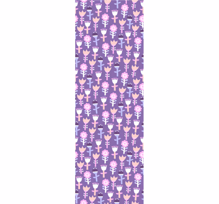 Toile fenêtre chambre enfant motif floral abstrait violet - TenStickers