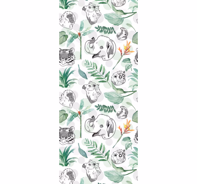 Toile fenêtre chambre enfant animaux et plantes aquarelle - TenStickers
