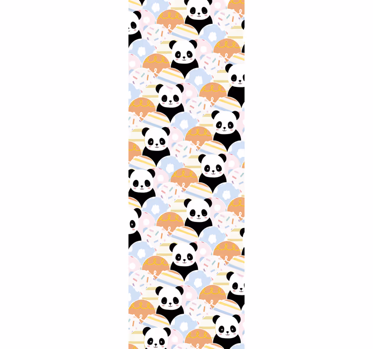 Toile fenêtre chambre enfant design panda patchwork - TenStickers