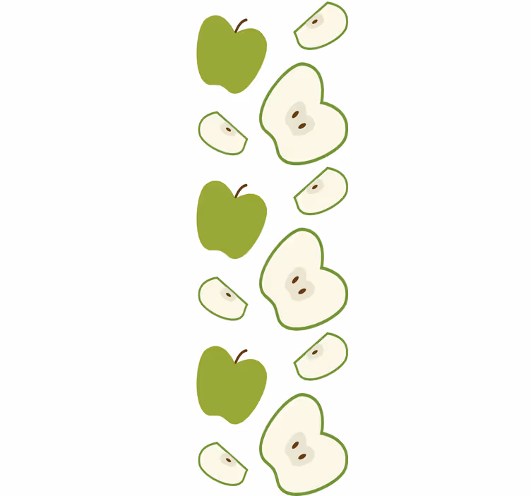 Toile fenêtre chambre enfant pommes vertes joyeuses - TenStickers