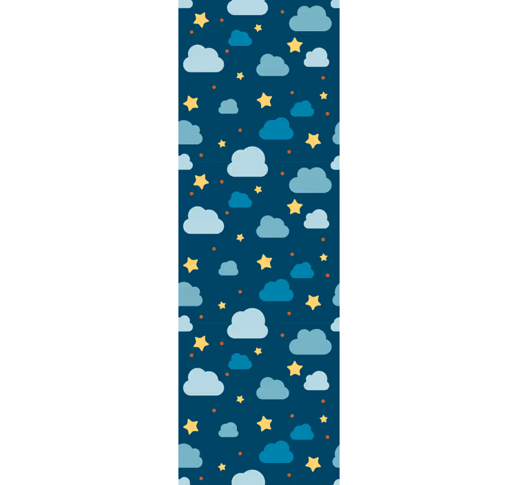 Toile fenêtre chambre enfant nuit étoilée avec nuages - TenStickers