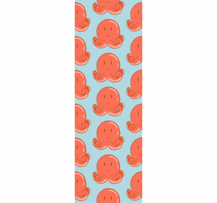 Toile fenêtre chambre enfant motif pieuvre rouge - TenStickers