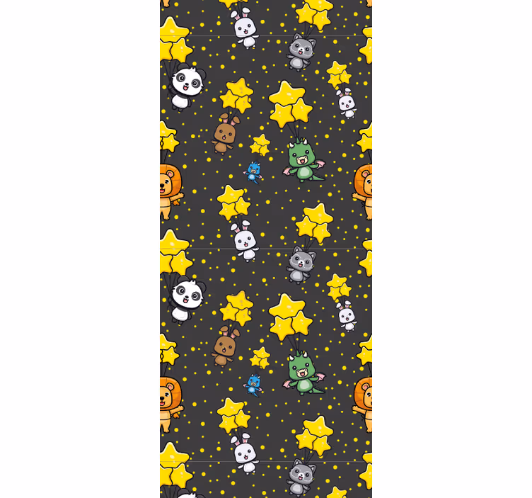 Toile fenêtre chambre enfant animaux mignons en ballons - TenStickers
