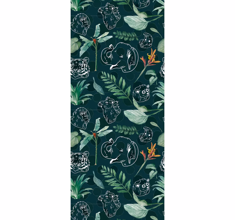 Toile fenêtre chambre enfant motifs animaux jungle colorés - TenStickers