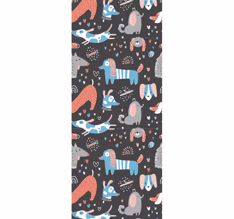 Toile fenêtre chambre enfant illustration de chiens mignons - TenStickers