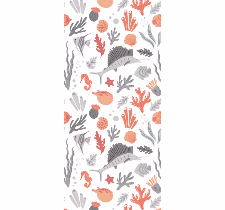 Toile fenêtre chambre enfant illustration vie marine - TenStickers