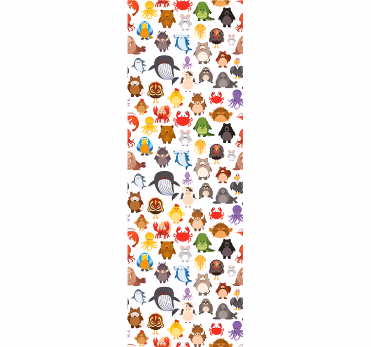 Toile fenêtre chambre enfant animaux sauvages colorés - TenStickers