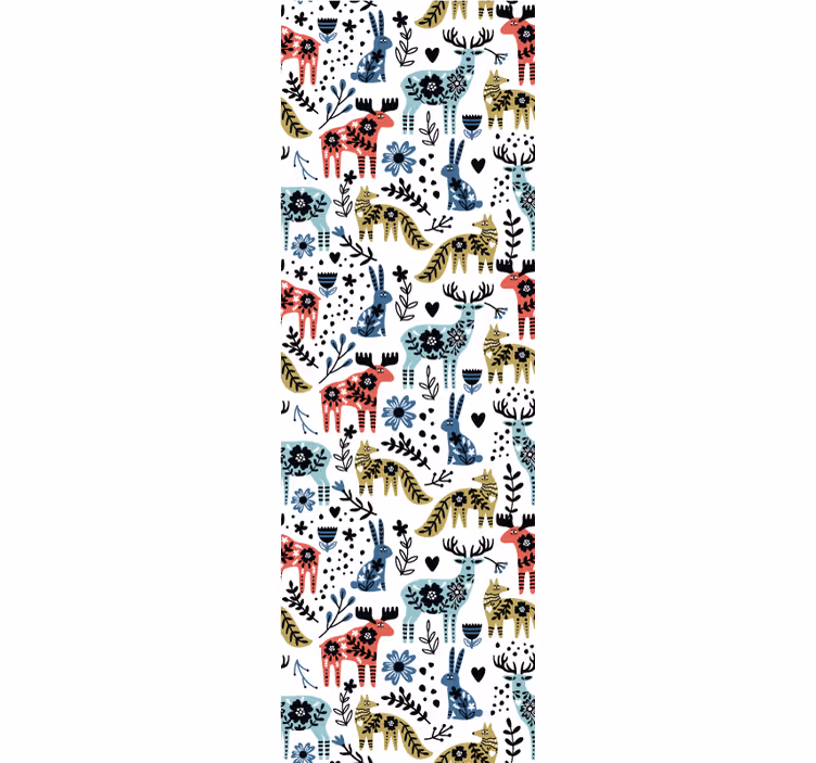 Toile fenêtre chambre enfant renne et renard magnifiques - TenStickers