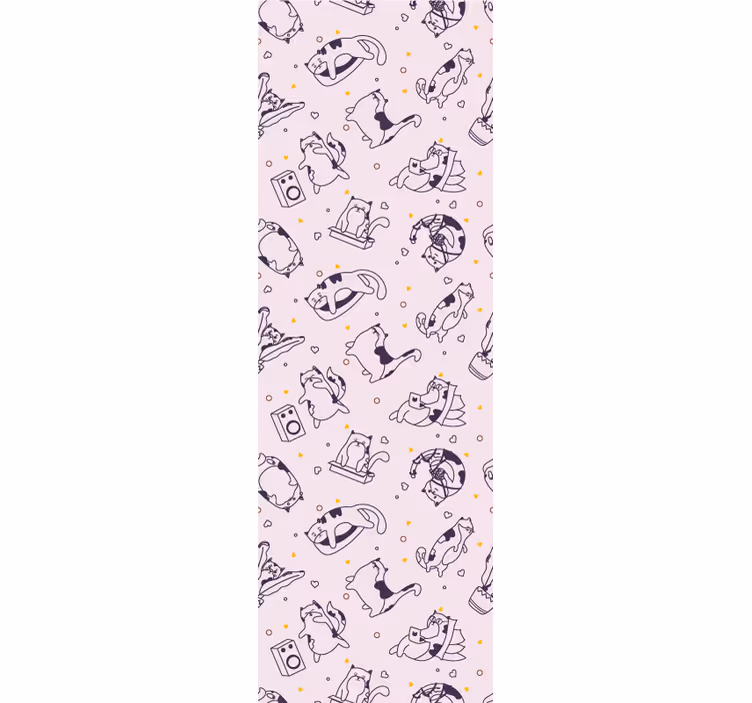 Toile fenêtre chambre enfant motif bande musicale chat - TenStickers