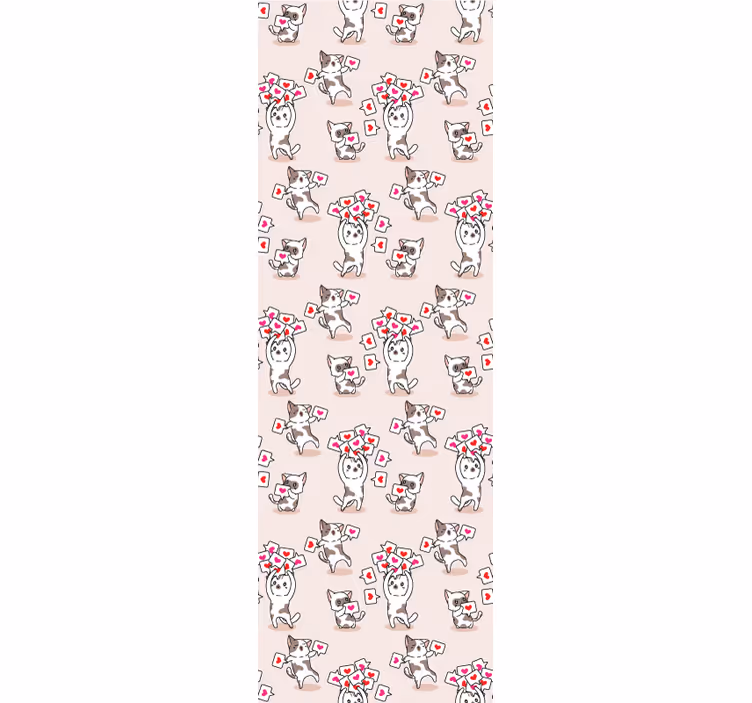 Toile fenêtre chambre enfant motif chats et cœurs - TenStickers