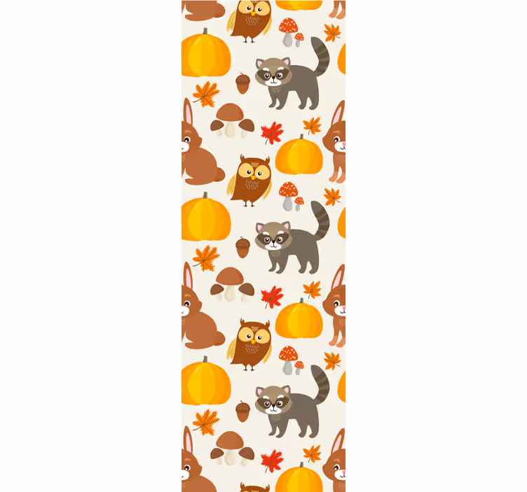 Toile fenêtre chambre enfant animaux de la forêt automnale - TenStickers