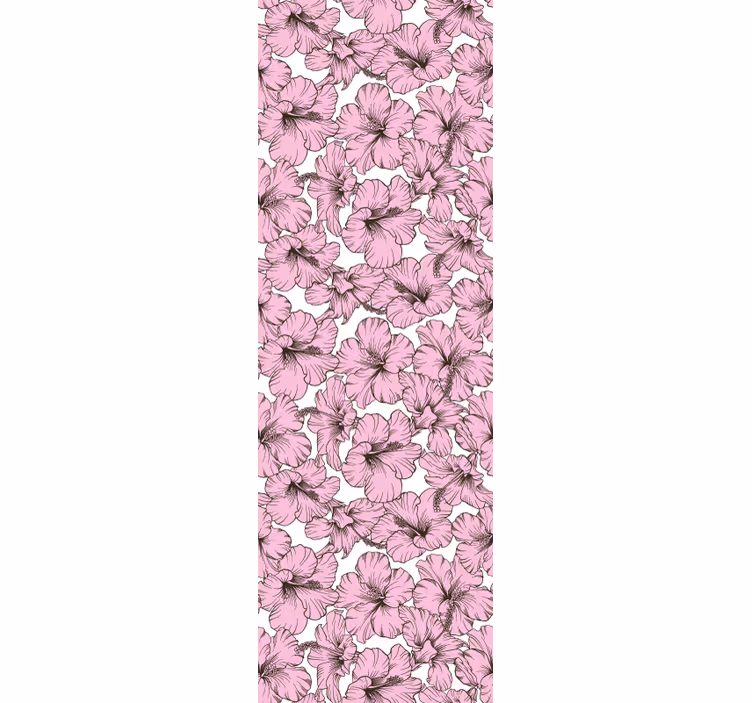 Toile fenêtre chambre enfant motif hibiscus rose - TenStickers
