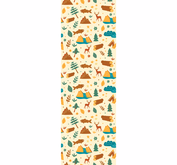 Toile fenêtre chambre enfant dessin camping montagne - TenStickers