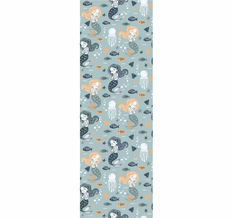 Toile fenêtre chambre enfant motif sirène magique bleue - TenStickers