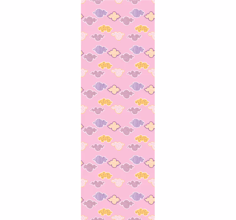 Toile fenêtre chambre enfant design nuages roses - TenStickers