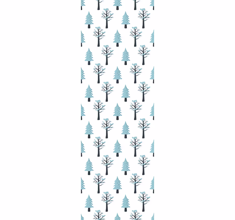 Toile fenêtre chambre enfant motif arbre dans la neige - TenStickers