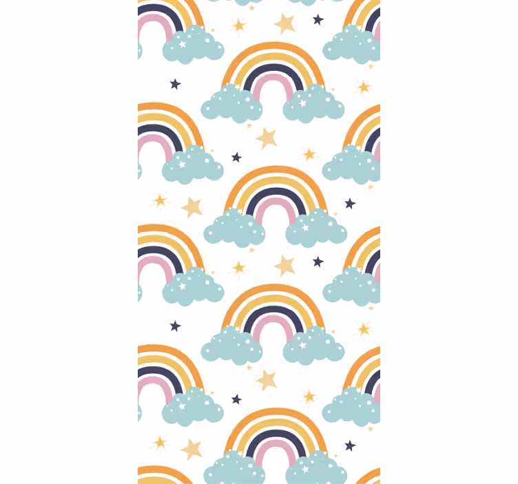 Toile fenêtre chambre enfant motifs arc-en-ciel et nuages - TenStickers