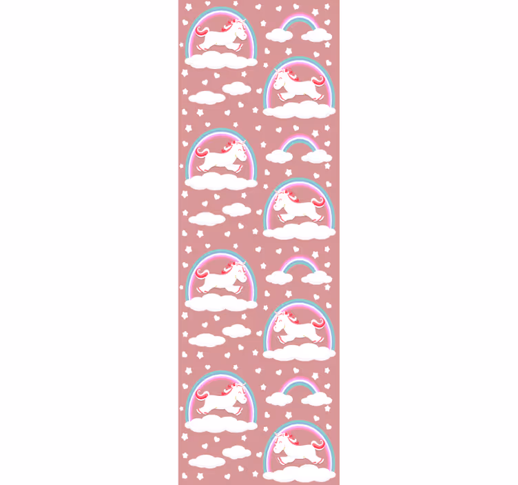 Toile fenêtre chambre enfant licornes et arc-en-ciel - TenStickers