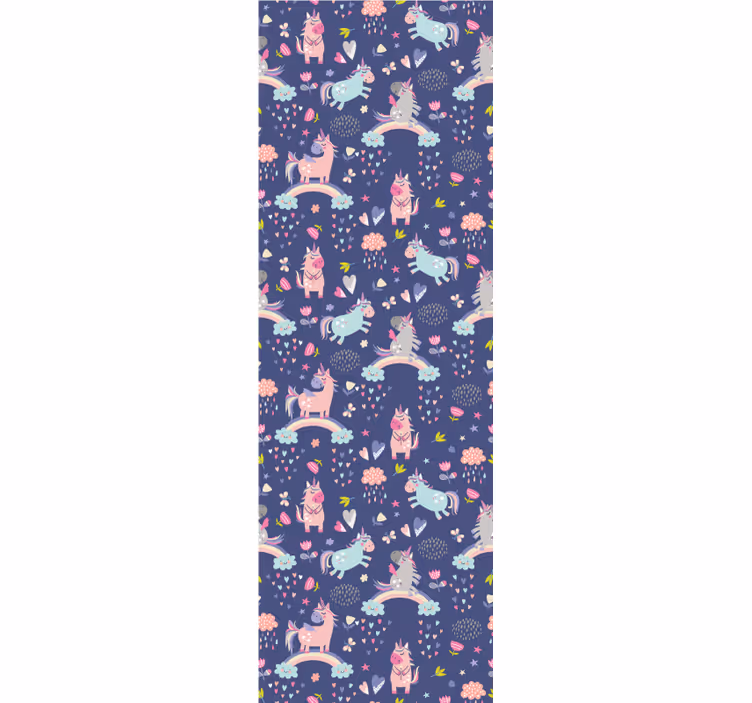Toile fenêtre chambre enfant licornes colorées arc-en-ciel - TenStickers