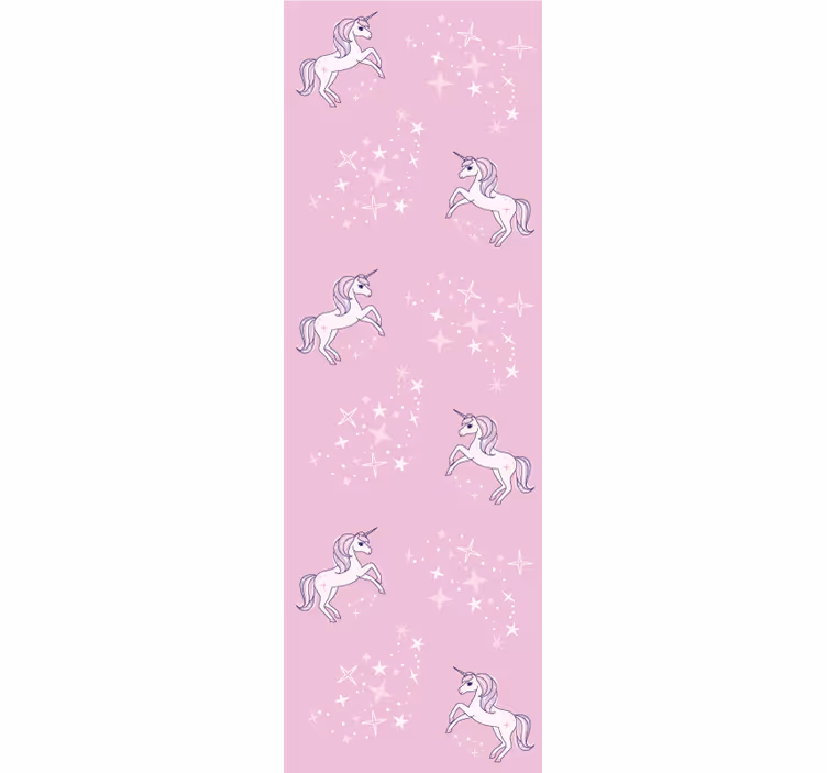 Toile fenêtre chambre enfant motif rose licornes - TenStickers