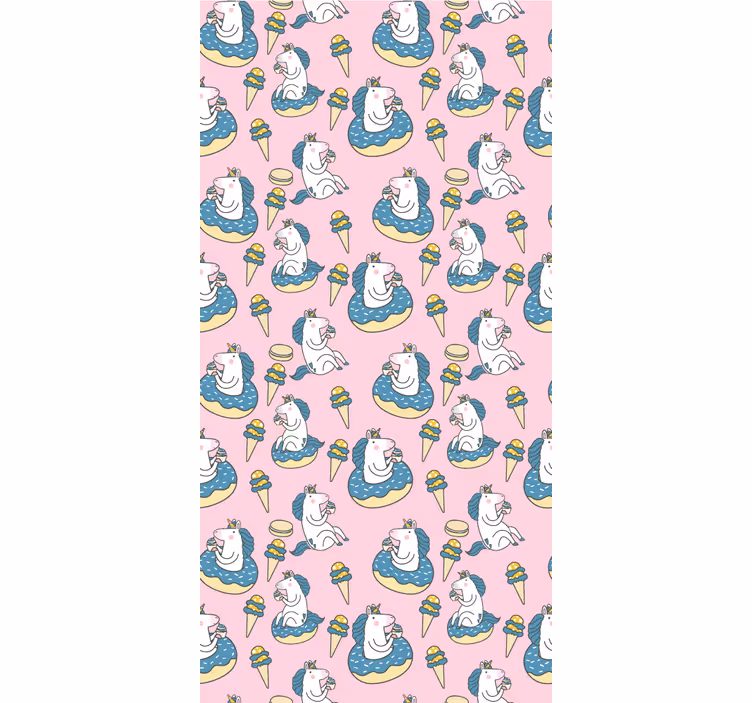 Toile fenêtre chambre enfant licornes et cornets de glace - TenStickers