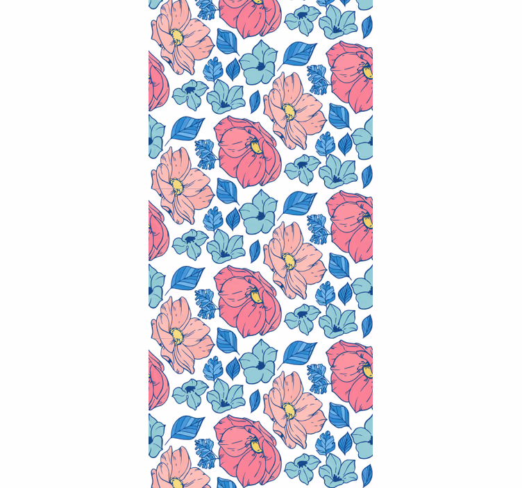 Toile fenêtre chambre enfant fleurs roses et bleues - TenStickers