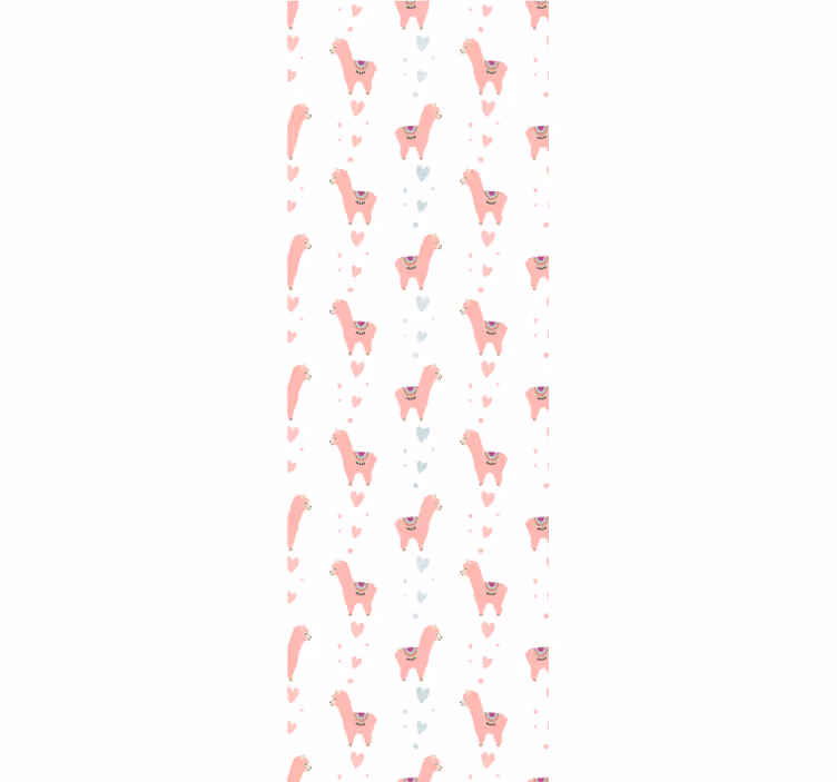 Toile fenêtre chambre enfant motif lama rose - TenStickers