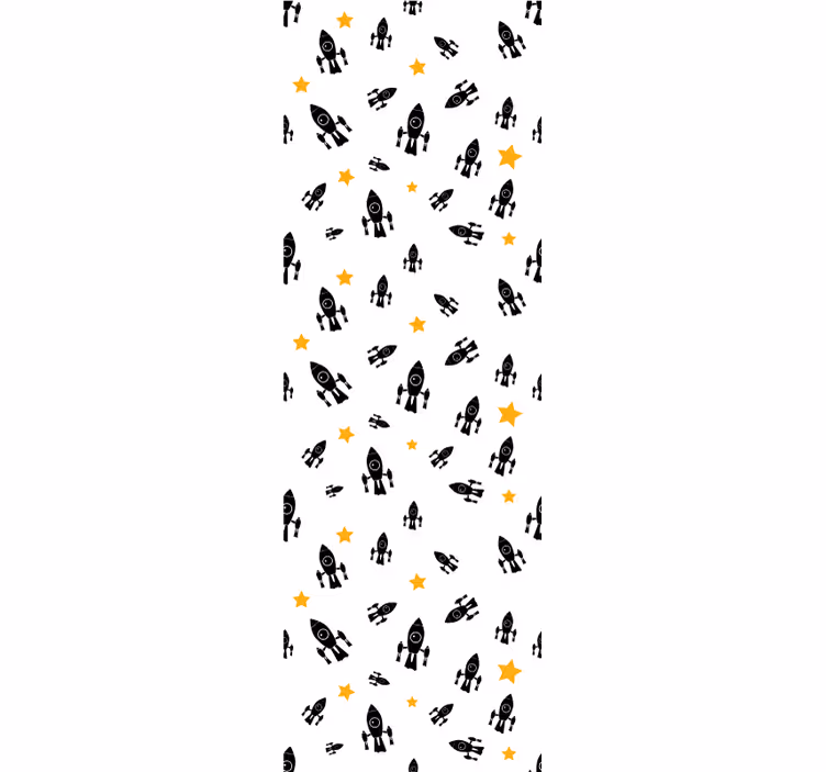 Toile fenêtre chambre enfant fusées noires - TenStickers