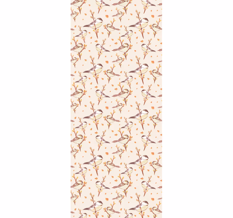 Toile fenêtre chambre enfant oiseaux aquarelle sur branches - TenStickers
