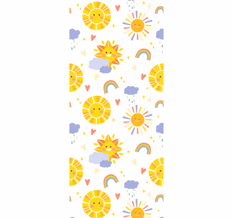 Toile fenêtre chambre enfant arc-en-ciel et nuages pastel - TenStickers