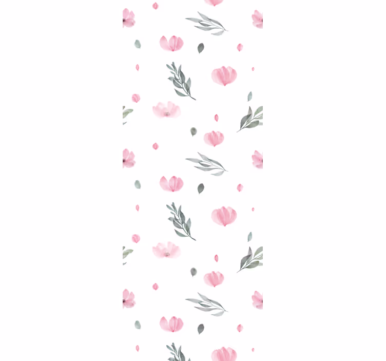 Toile fenêtre chambre enfant fleurs roses minimalistes - TenStickers