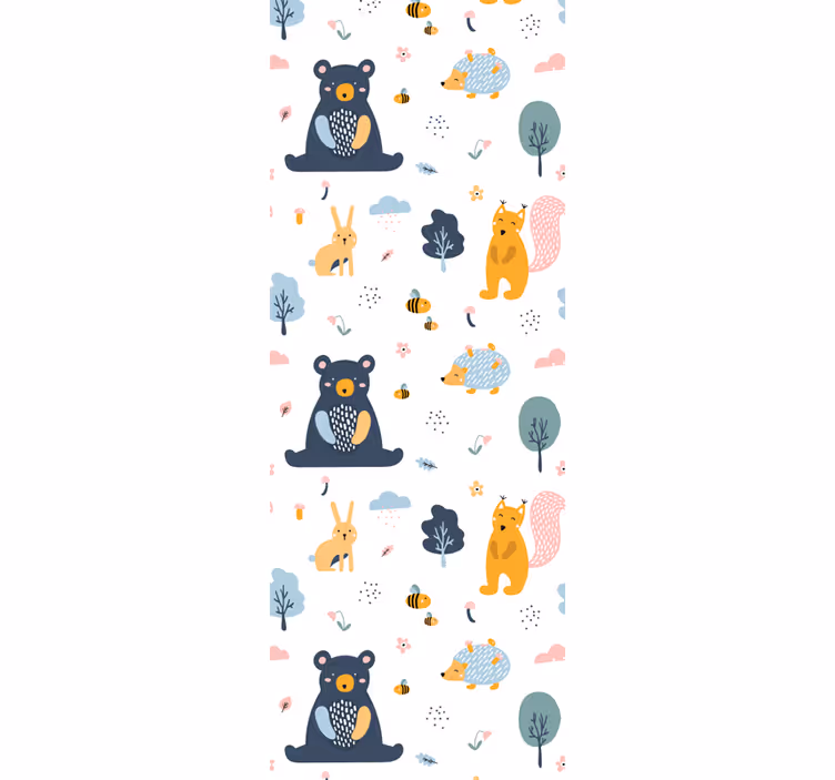 Toile fenêtre chambre enfant écureuils colorés et ours - TenStickers