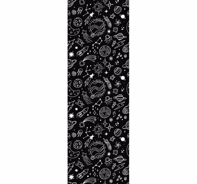 Toile fenêtre chambre enfant cosmos noir et blanc - TenStickers