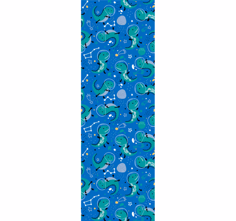 Toile fenêtre chambre enfant dinos amusants avec planètes - TenStickers