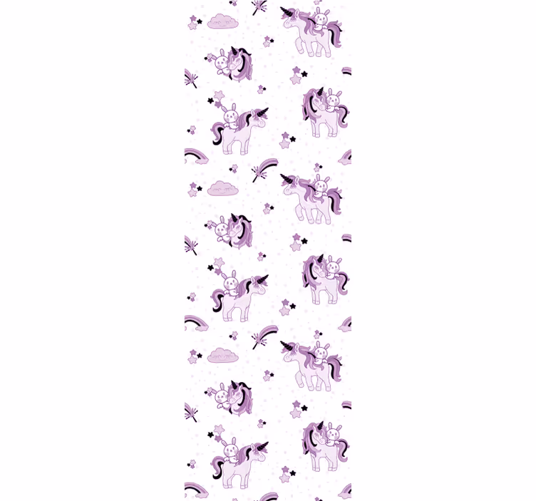 Toile fenêtre chambre enfant licorne et lapin étoiles - TenStickers