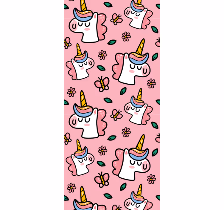Toile fenêtre chambre enfant licorne fleur mignonne - TenStickers