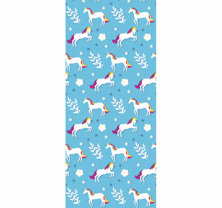 Toile fenêtre chambre enfant motif licorne poses variées - TenStickers