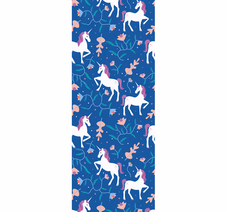 Toile fenêtre chambre enfant motif licorne plumes - TenStickers