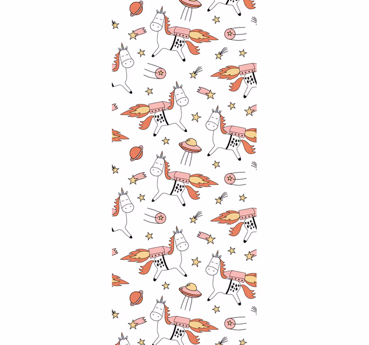 Toile fenêtre chambre enfant motif licorne et espace - TenStickers
