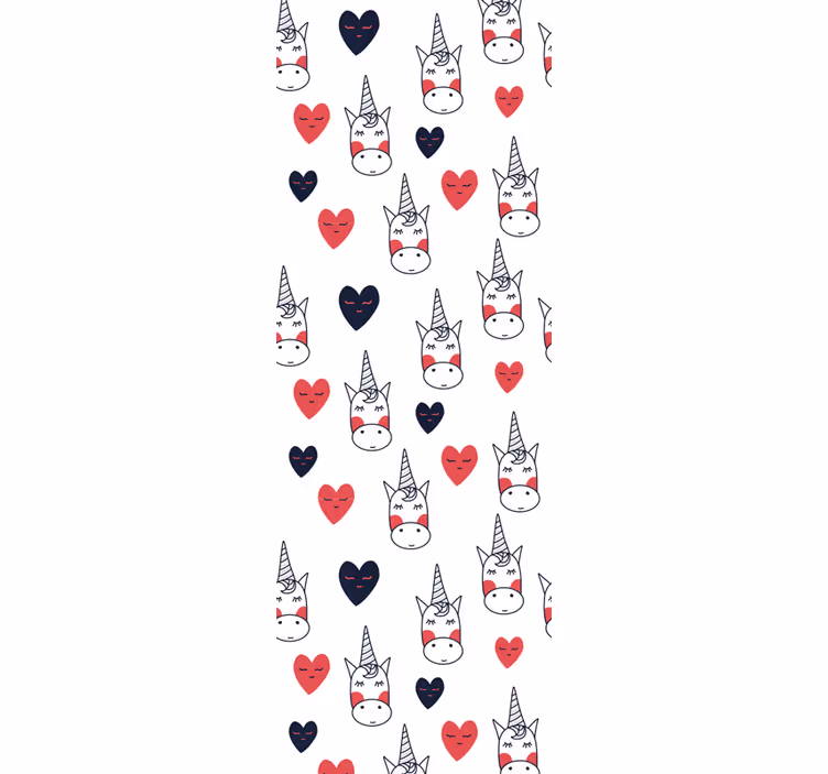 Toile fenêtre chambre enfant motif licornes et cœurs - TenStickers