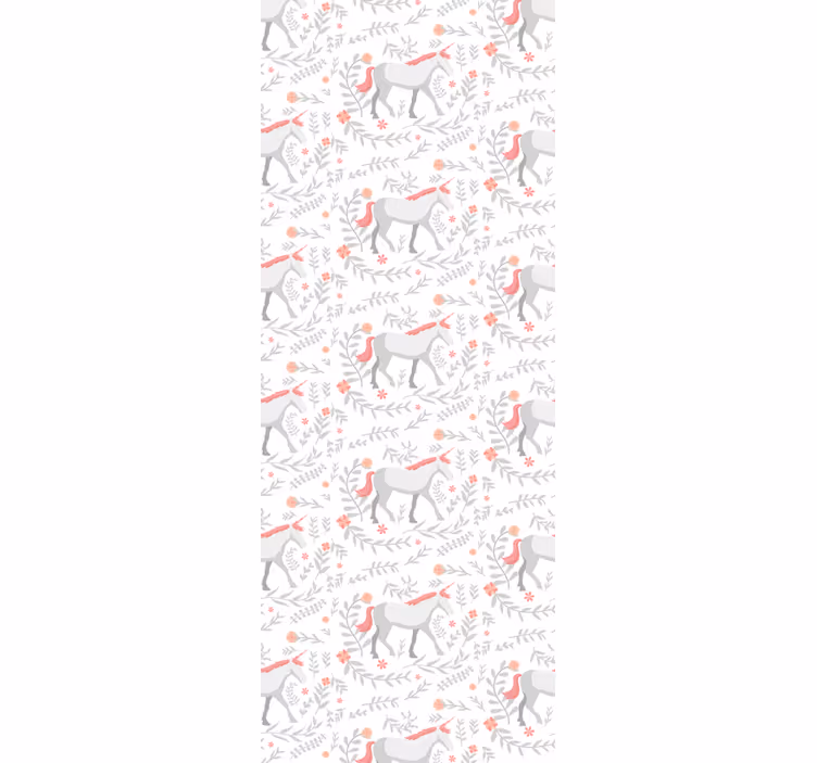 Toile fenêtre chambre enfant motif licorne et feuilles - TenStickers