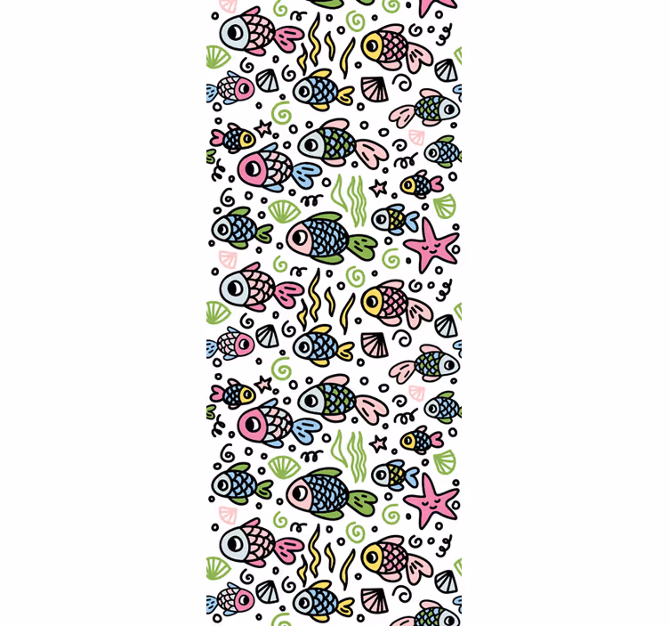 Toile fenêtre chambre enfant motif poissons multicolores - TenStickers