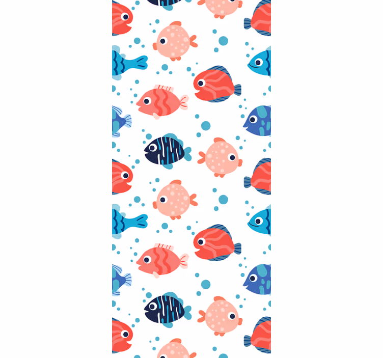 Toile fenêtre chambre enfant poissons roses et bleus - TenStickers