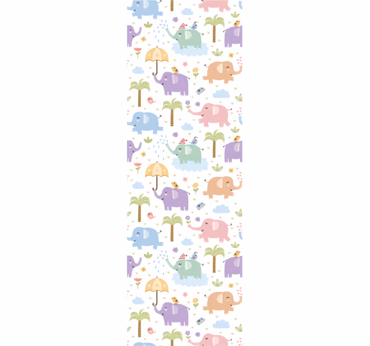 Toile fenêtre chambre enfant motif mignons éléphants - TenStickers